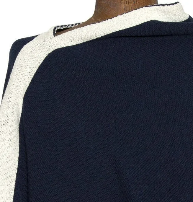 Eco-Conscious Nautical Anchor Knit Poncho