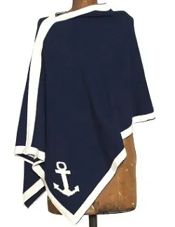 Eco-Conscious Nautical Anchor Knit Poncho