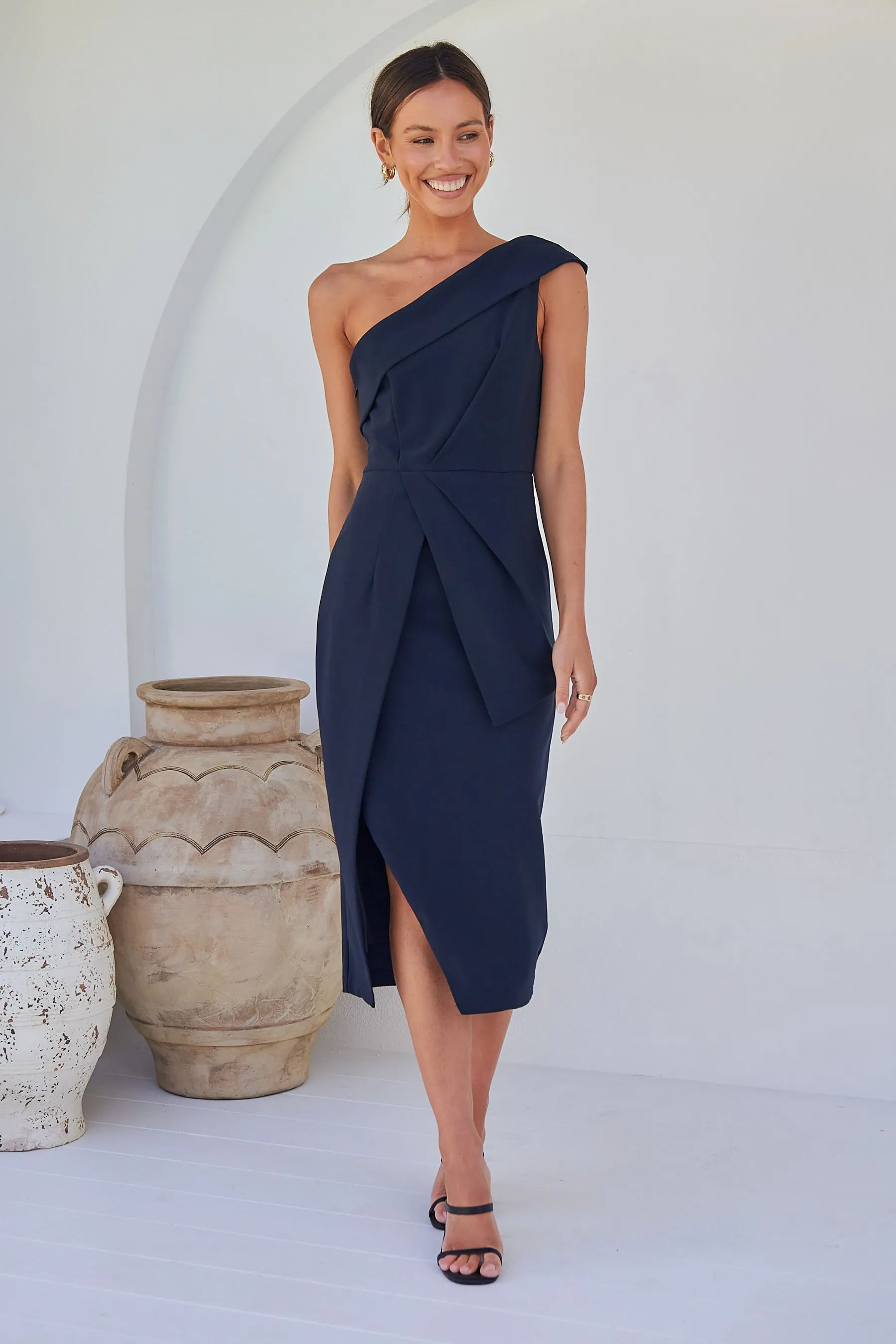 Eleanor One Shoulder Navy Evening Dress