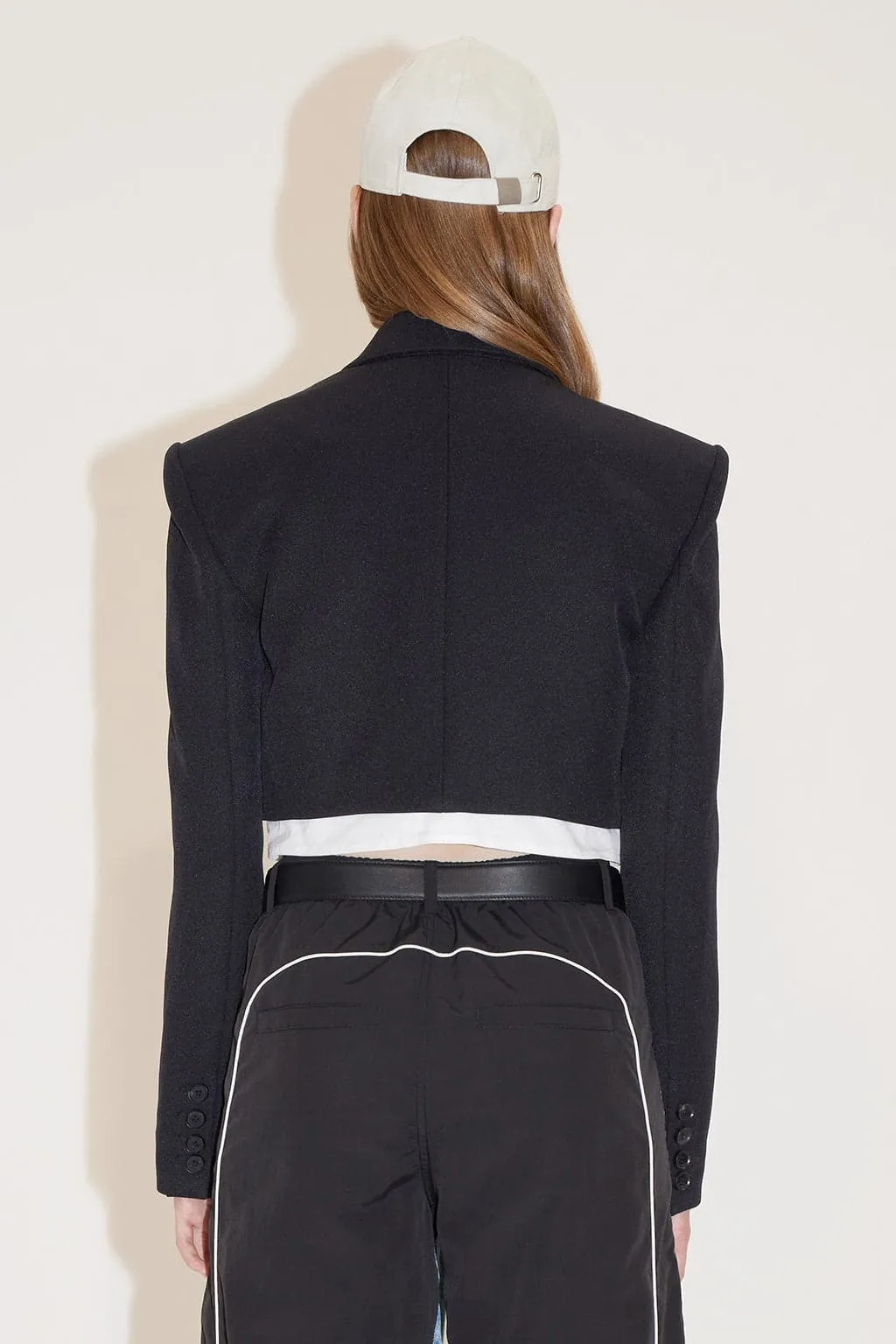 Elegance Cropped Jacket With Shoulder Pads