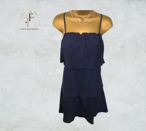 Ella Moss Navy Silk Tiered Mini Dress Size S UK 8 US 4 EU 36