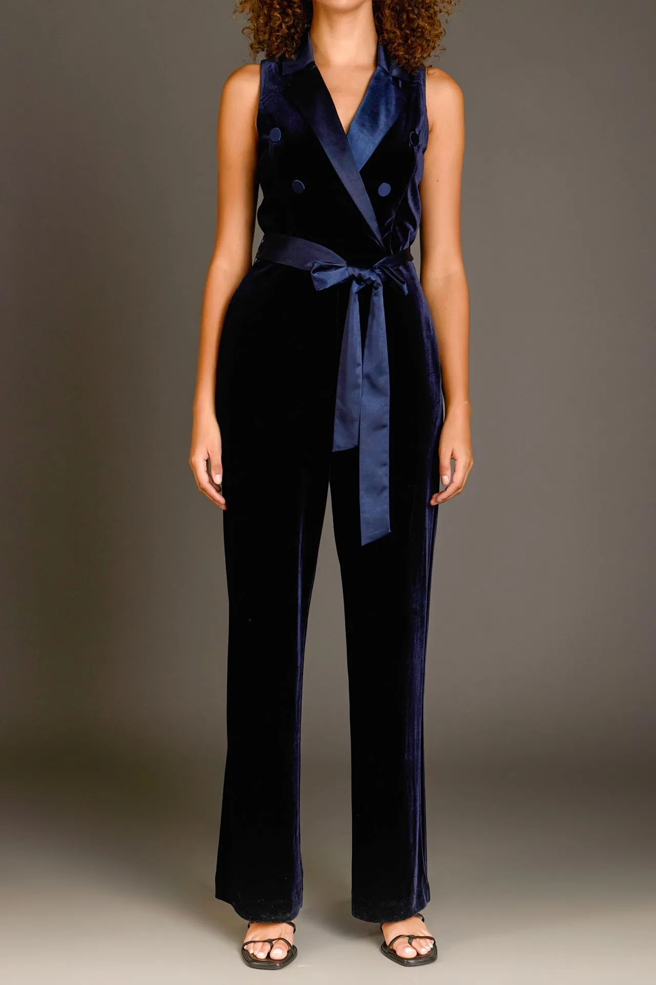 Endless Rose - Sleeveless Velvet Jumpsuit