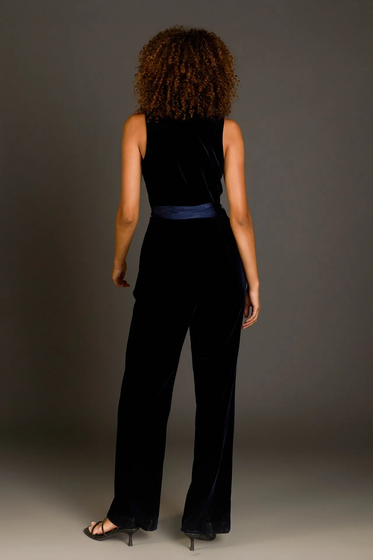 Endless Rose - Sleeveless Velvet Jumpsuit