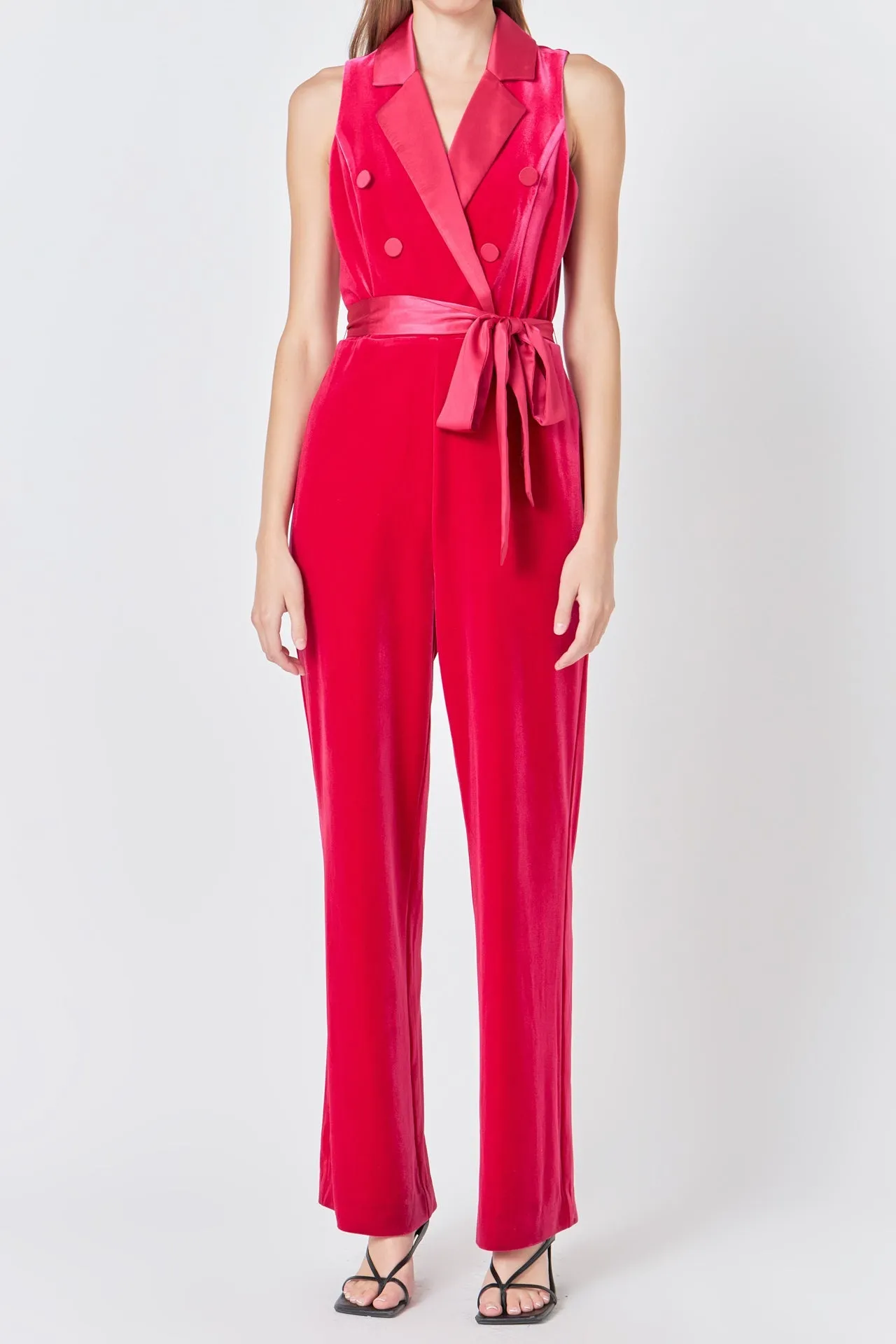 Endless Rose - Sleeveless Velvet Jumpsuit