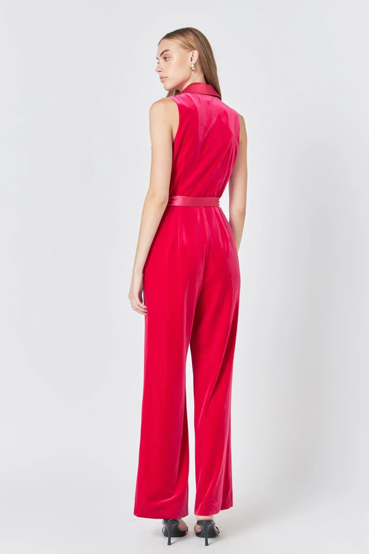 Endless Rose - Sleeveless Velvet Jumpsuit