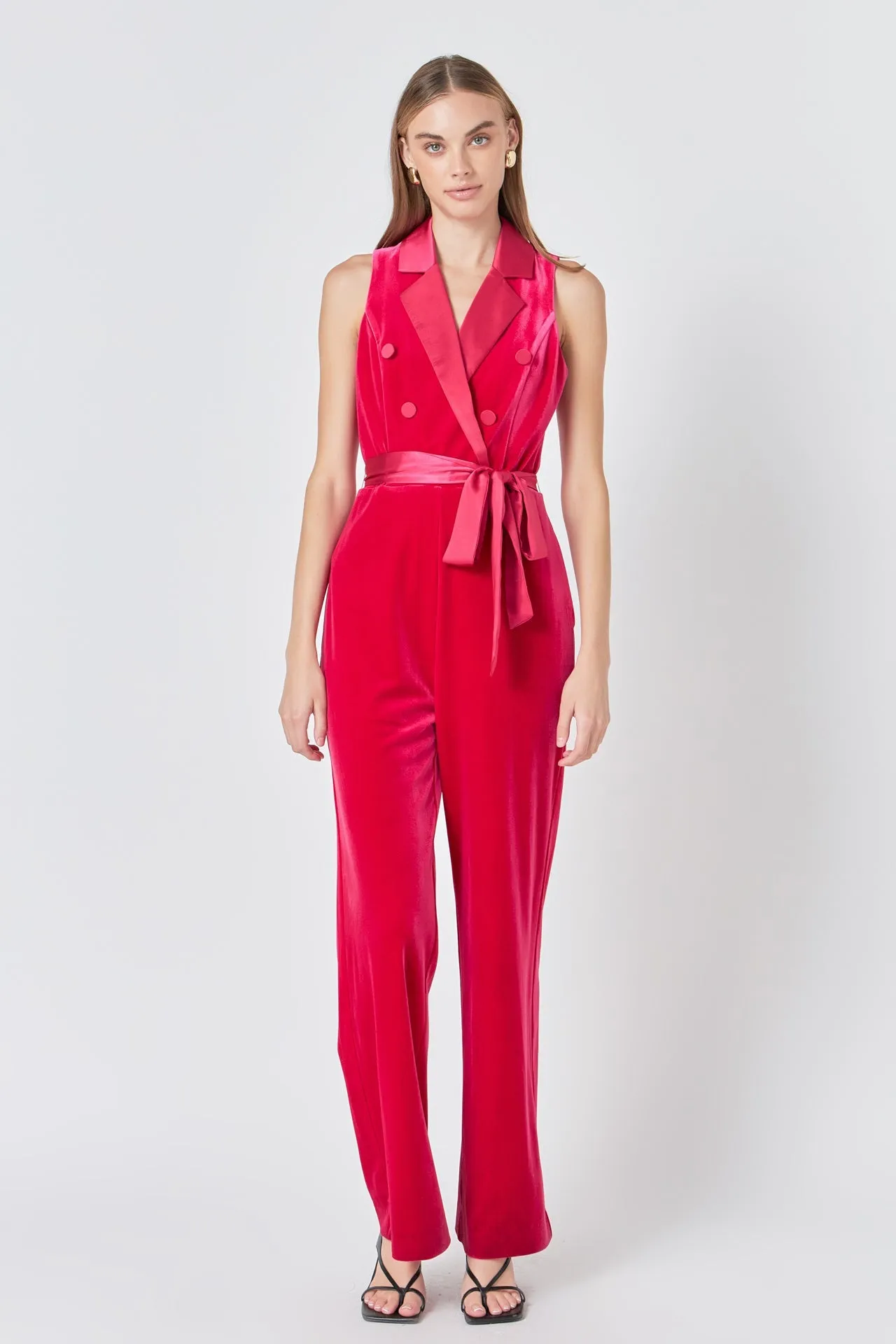 Endless Rose - Sleeveless Velvet Jumpsuit