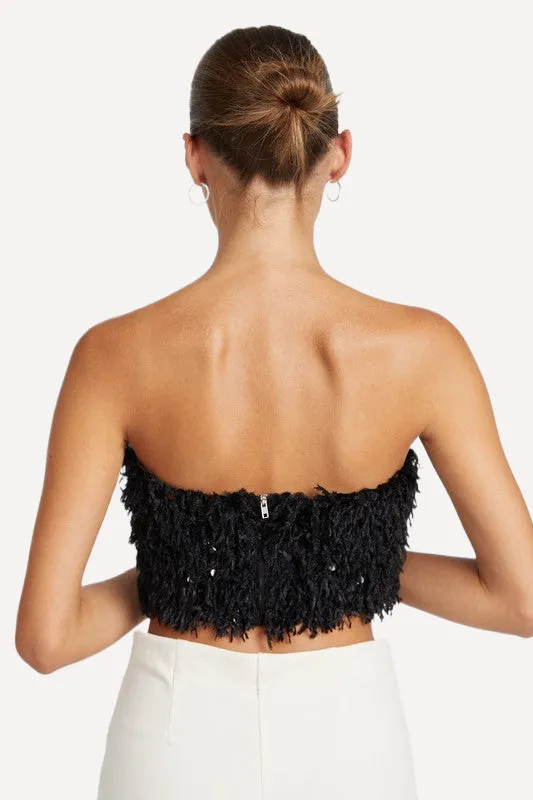 Feather Strapless Top