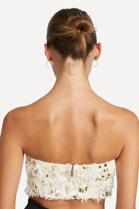 Feather Strapless Top