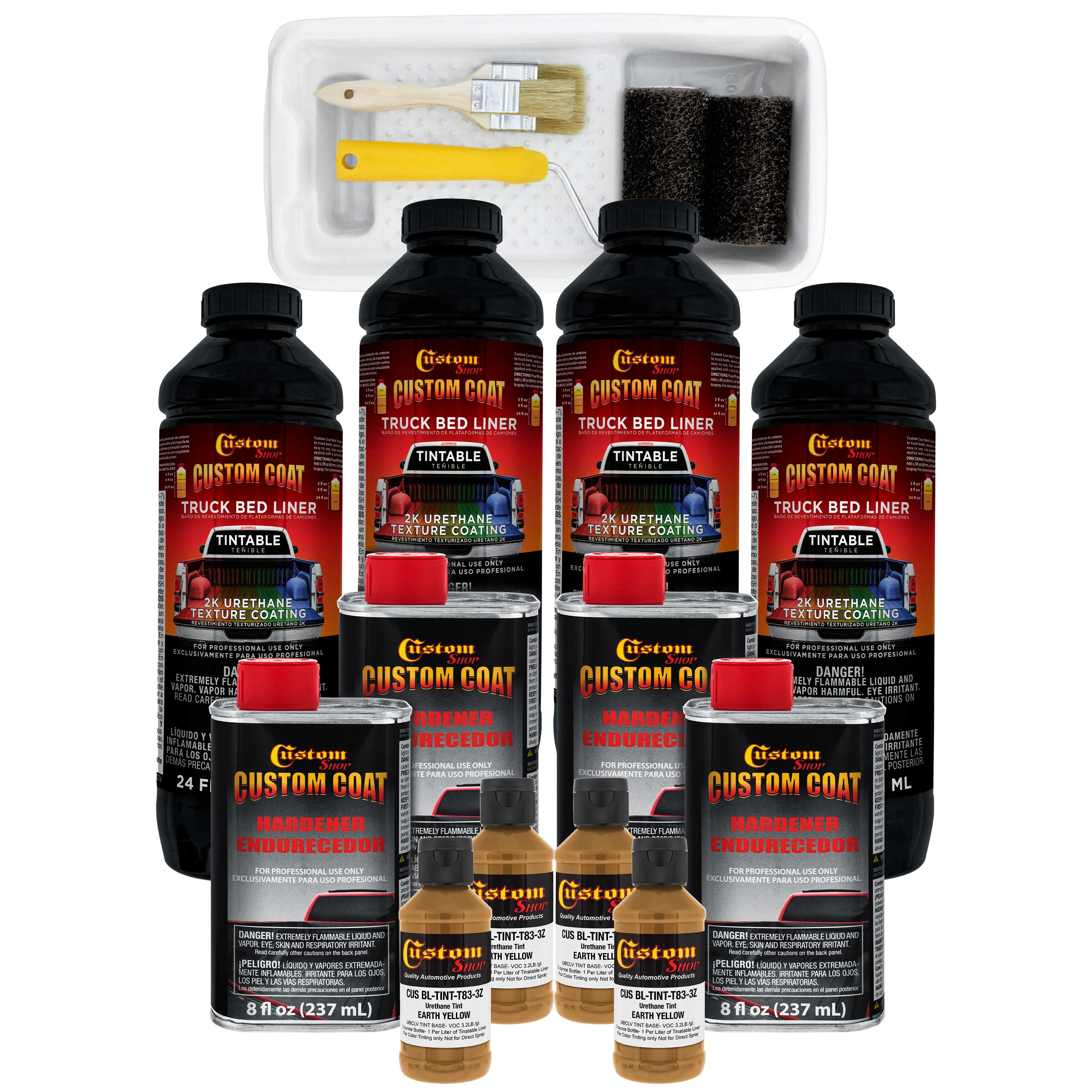 Federal Standard Color #30257 Earth Yellow T83 Urethane Roll-On, Brush-On or Spray-On Truck Bed Liner, 1 Gallon Kit with Roller Applicator Kit