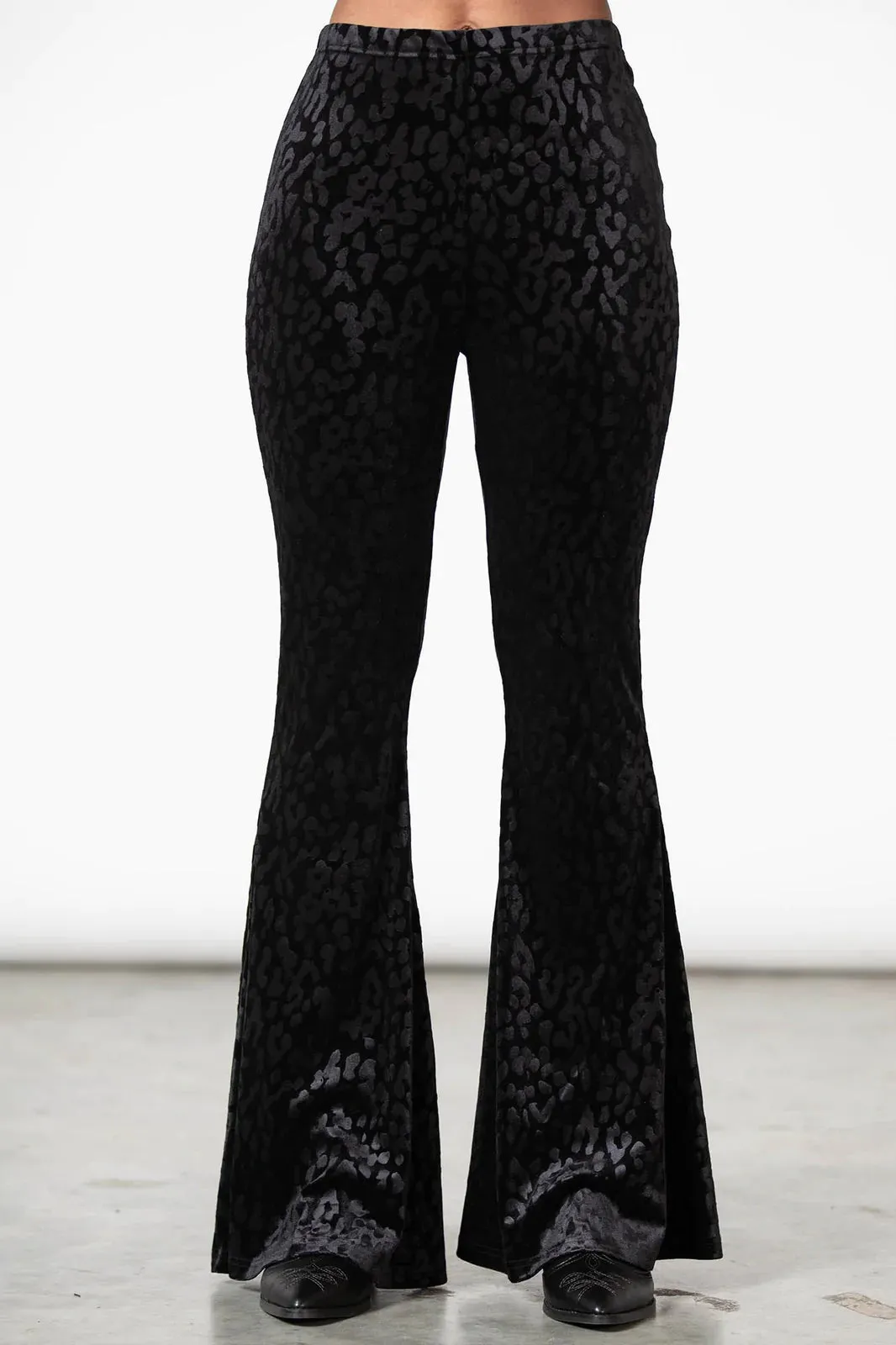 Ferine Black Leopard Bell Bottoms