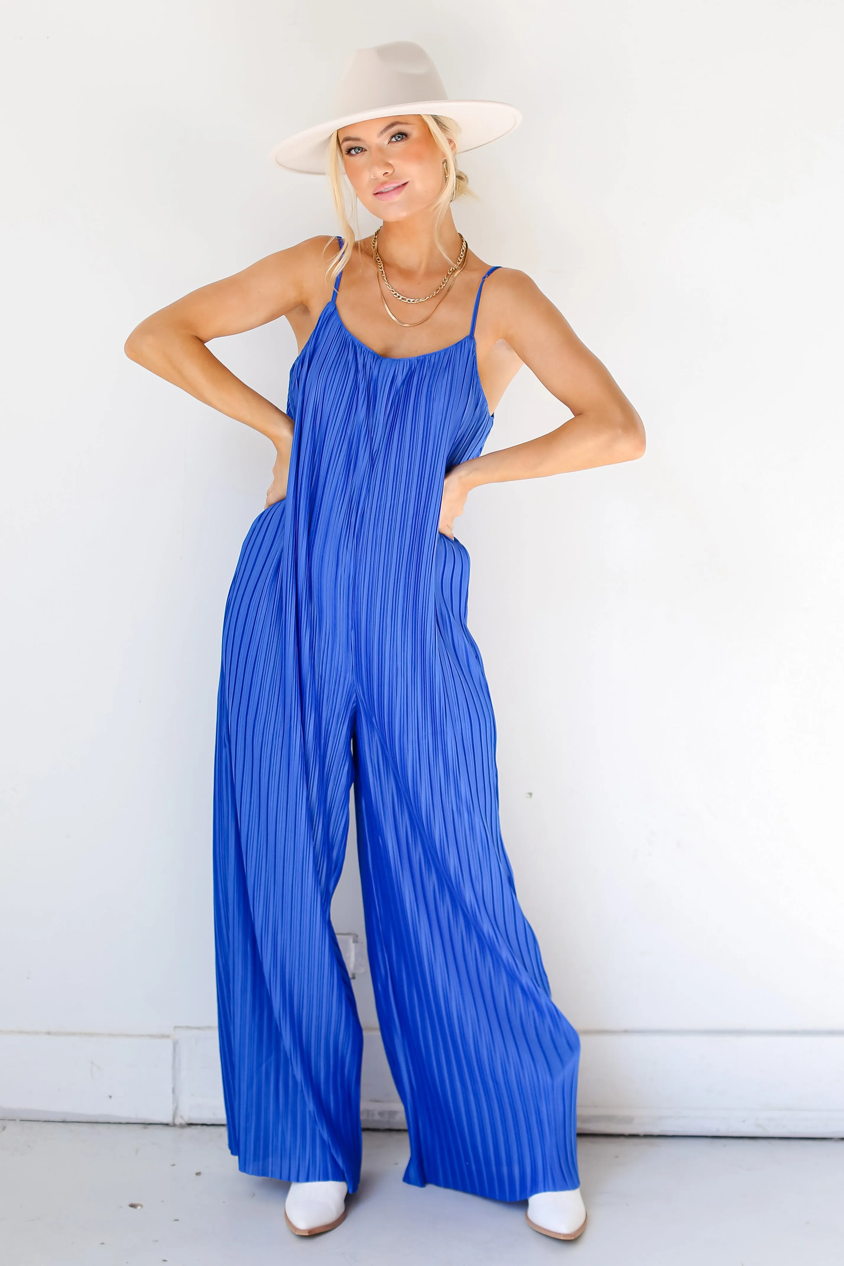 FINAL SALE - Fun Flirt Plisse Jumpsuit