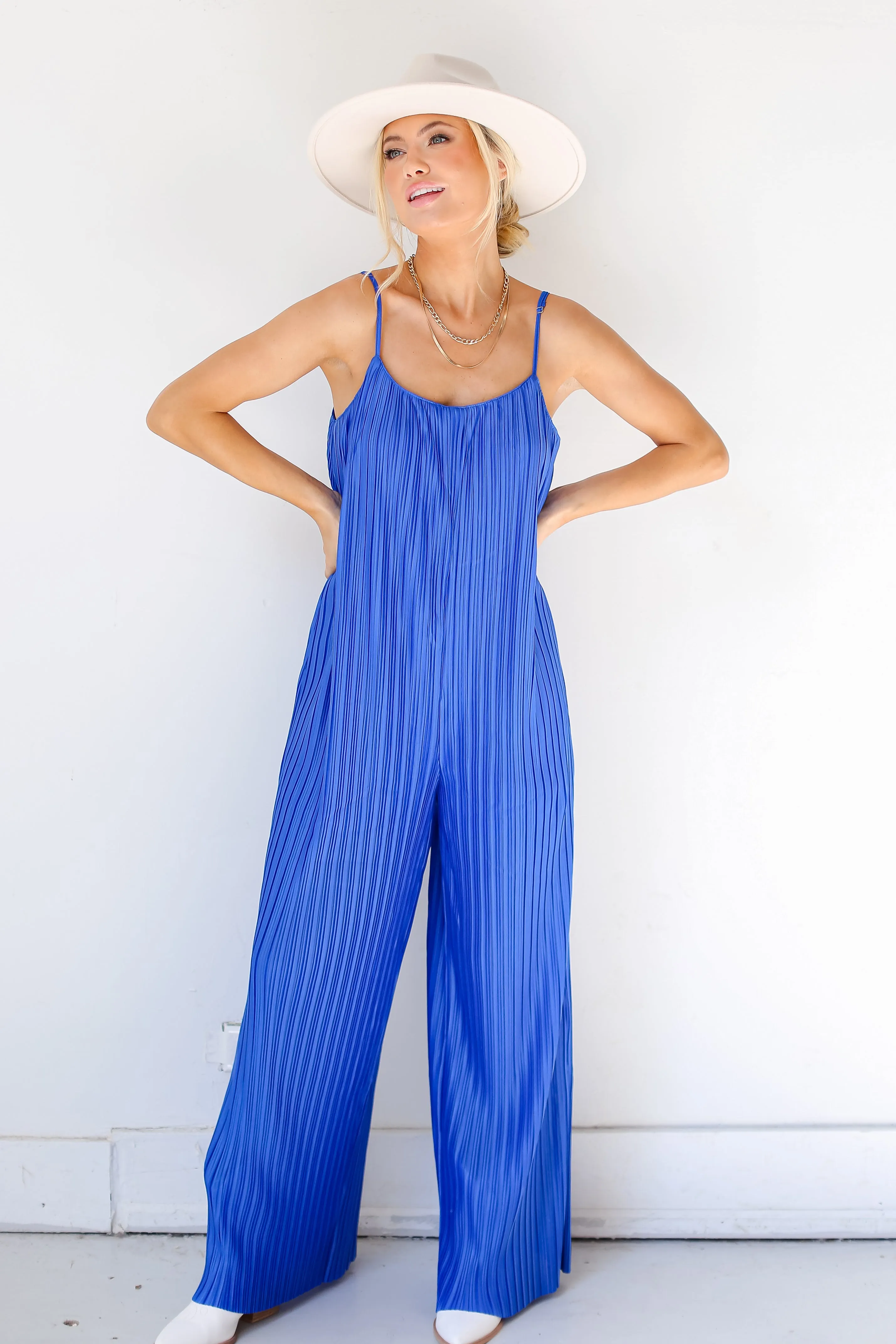 FINAL SALE - Fun Flirt Plisse Jumpsuit