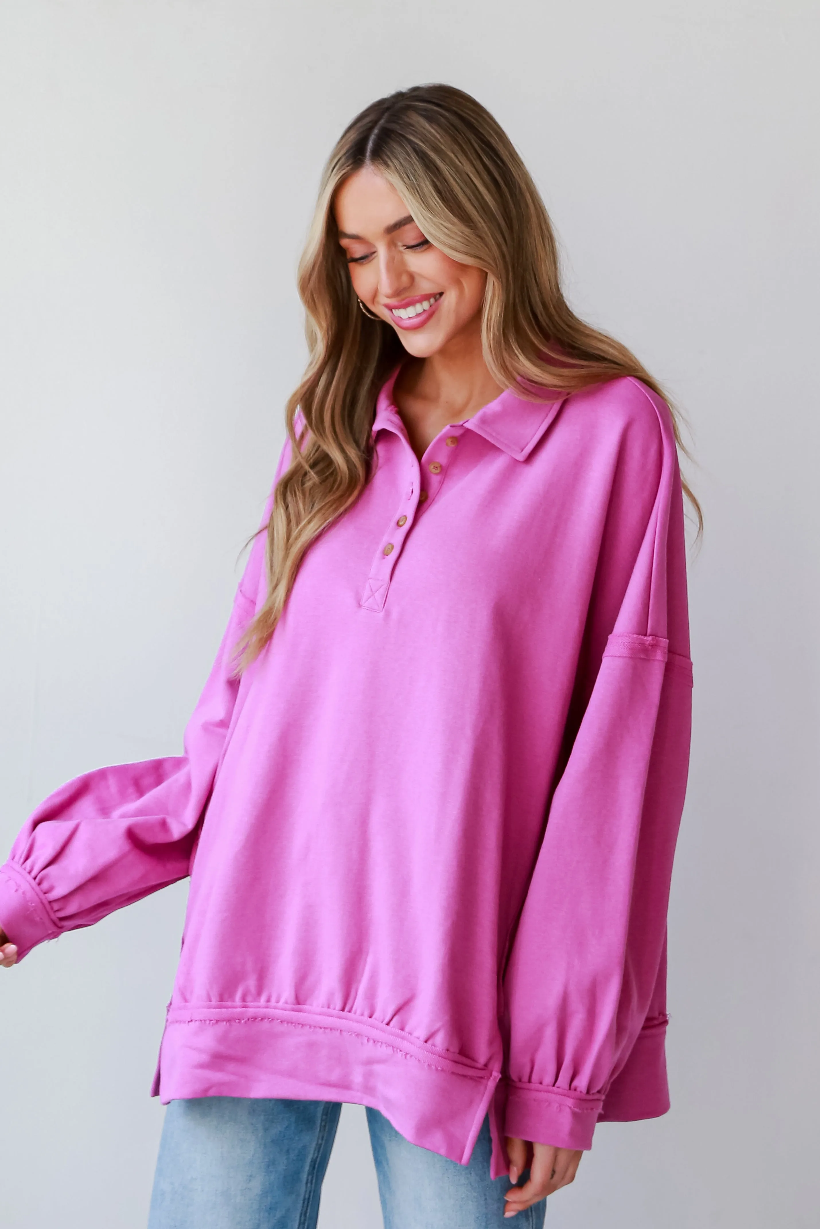 FINAL SALE - Lillian Magenta Oversized Pullover