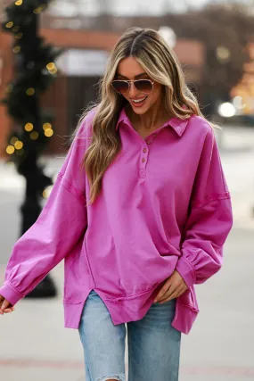 FINAL SALE - Lillian Magenta Oversized Pullover