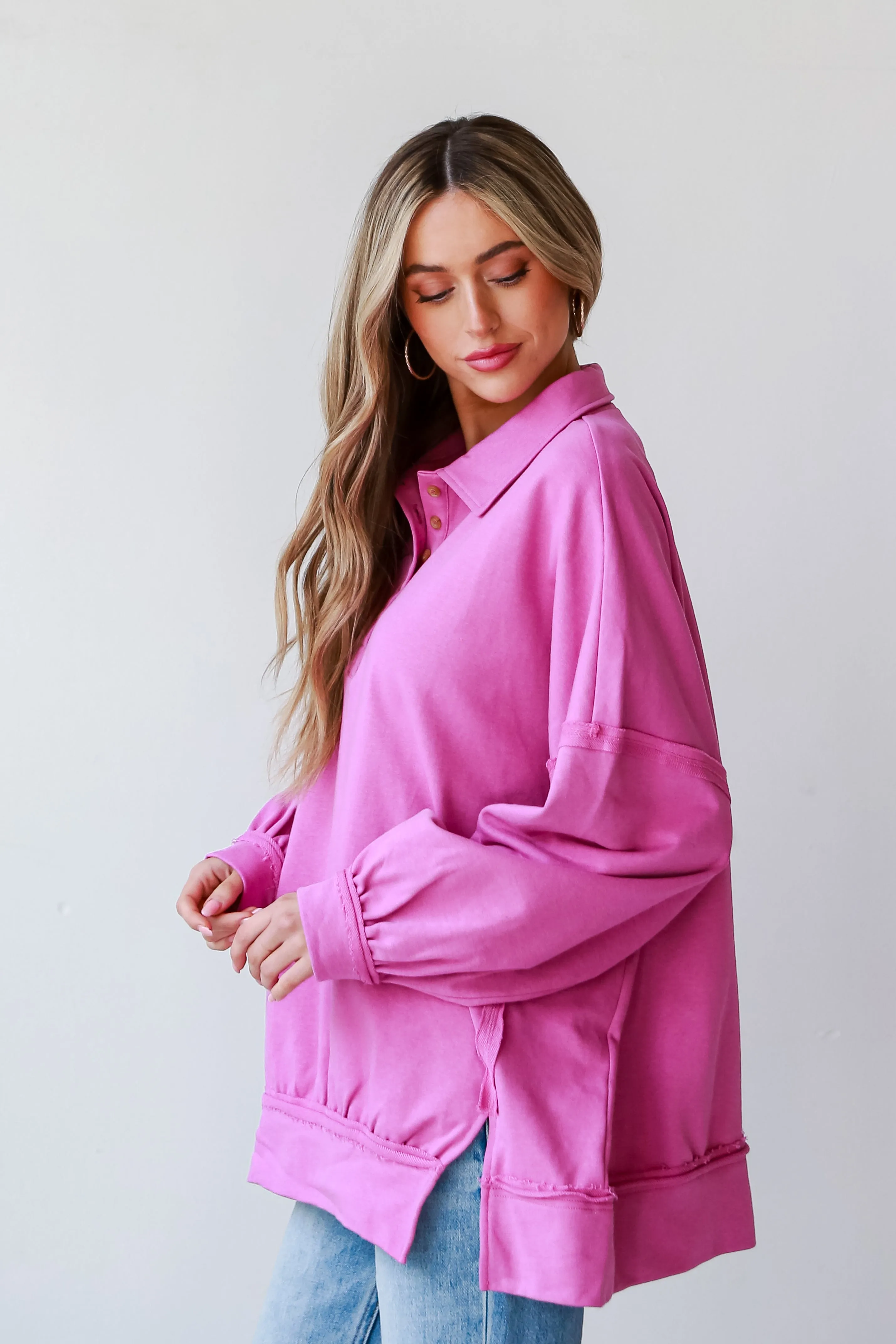 FINAL SALE - Lillian Magenta Oversized Pullover