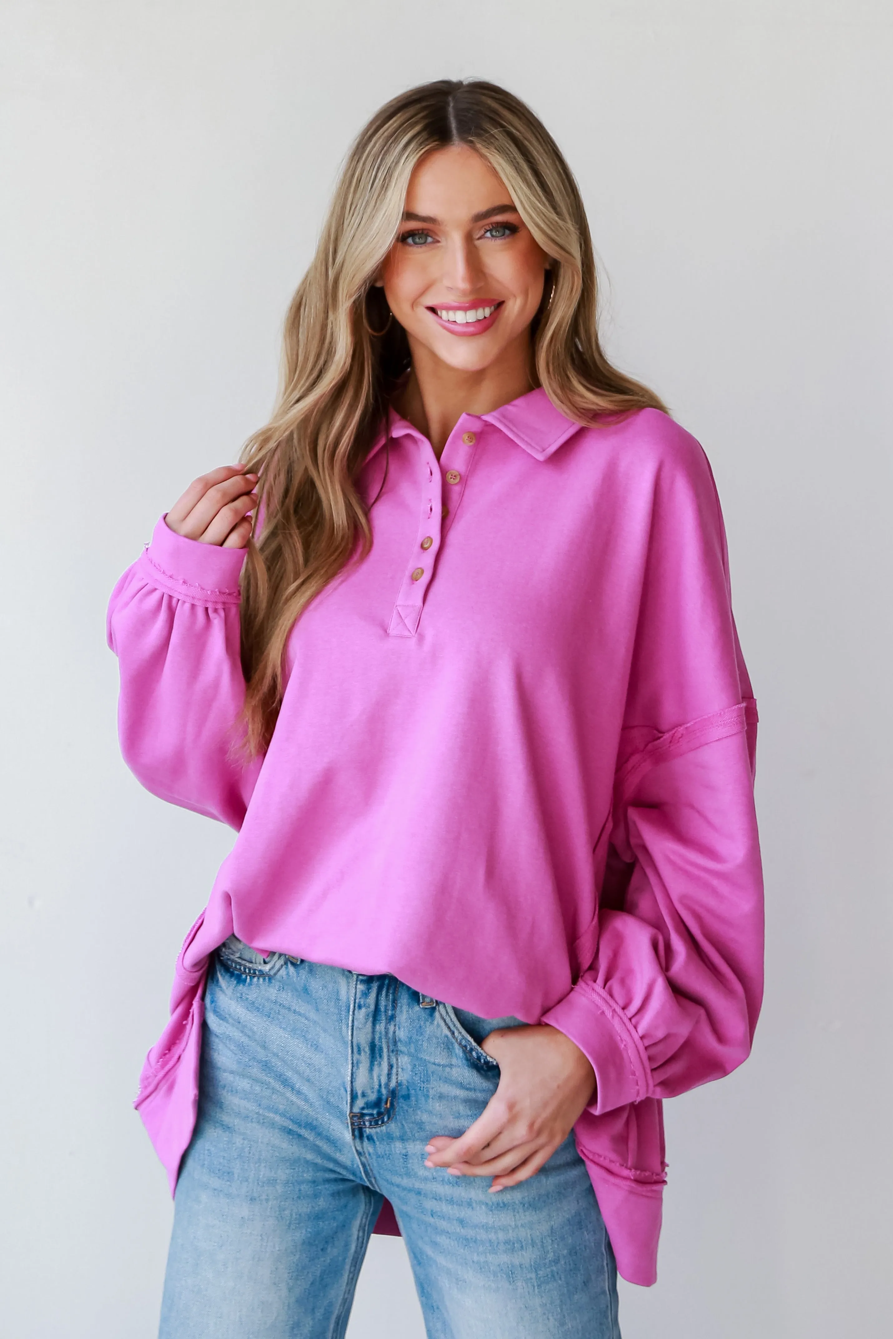 FINAL SALE - Lillian Magenta Oversized Pullover