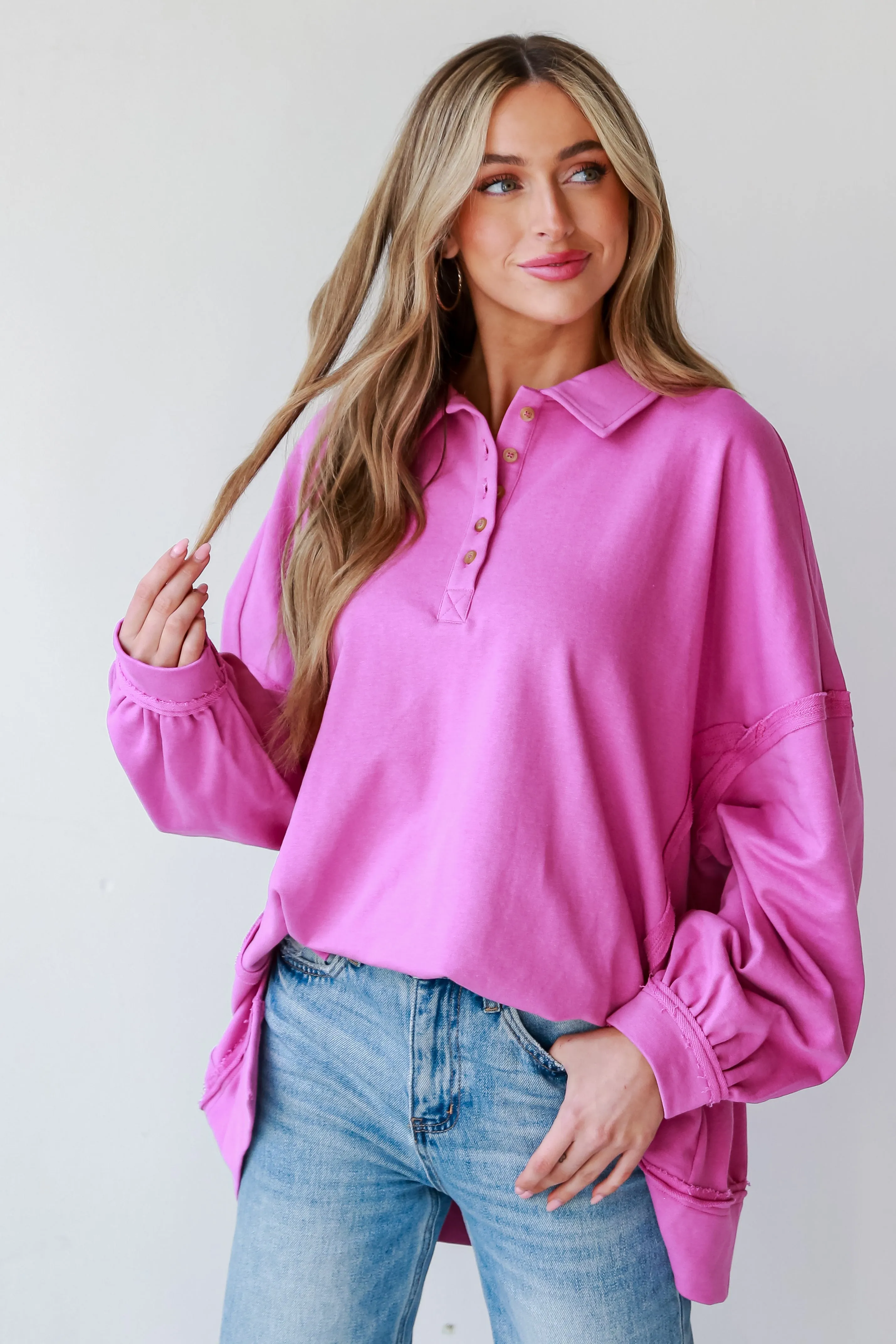 FINAL SALE - Lillian Magenta Oversized Pullover