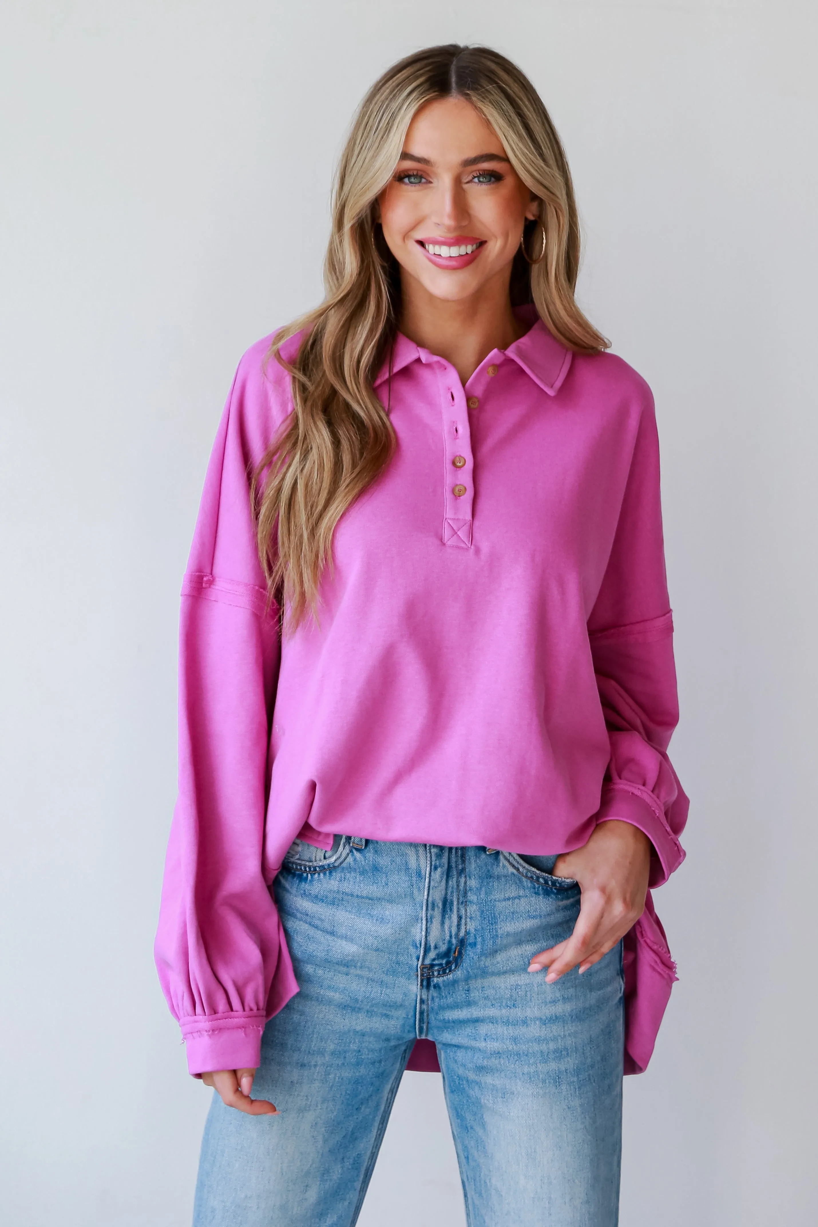 FINAL SALE - Lillian Magenta Oversized Pullover