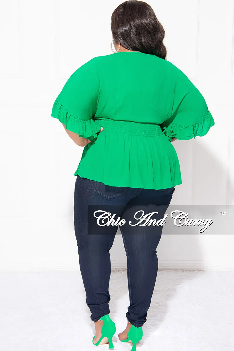 Final Sale Plus Size Ruffle Peplum Top in Green