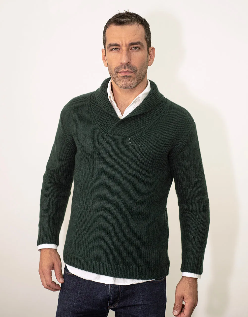 Fisherman's Jumper in Bottle Green