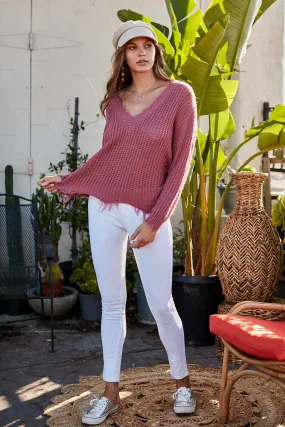 Frayed Sweater, Ash Rose