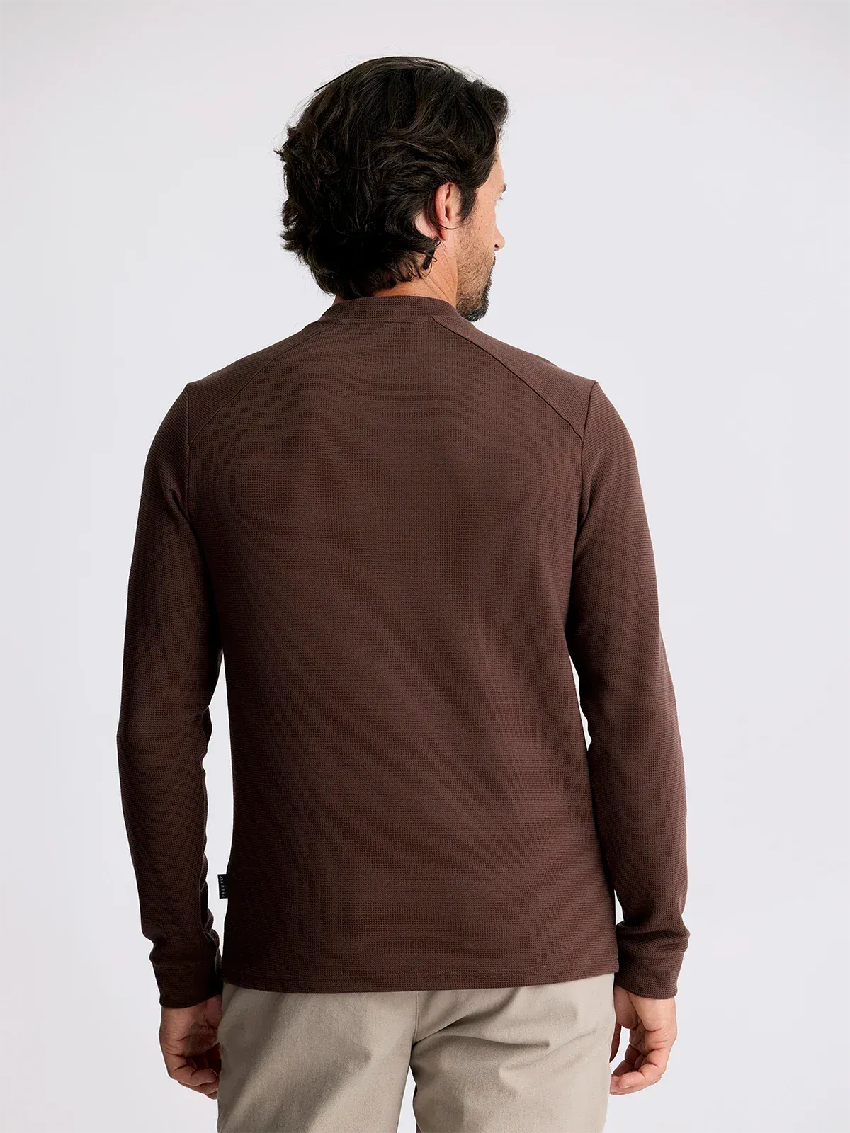 Free Fly Men's Waffle Long Sleeve Henley in Chestnut