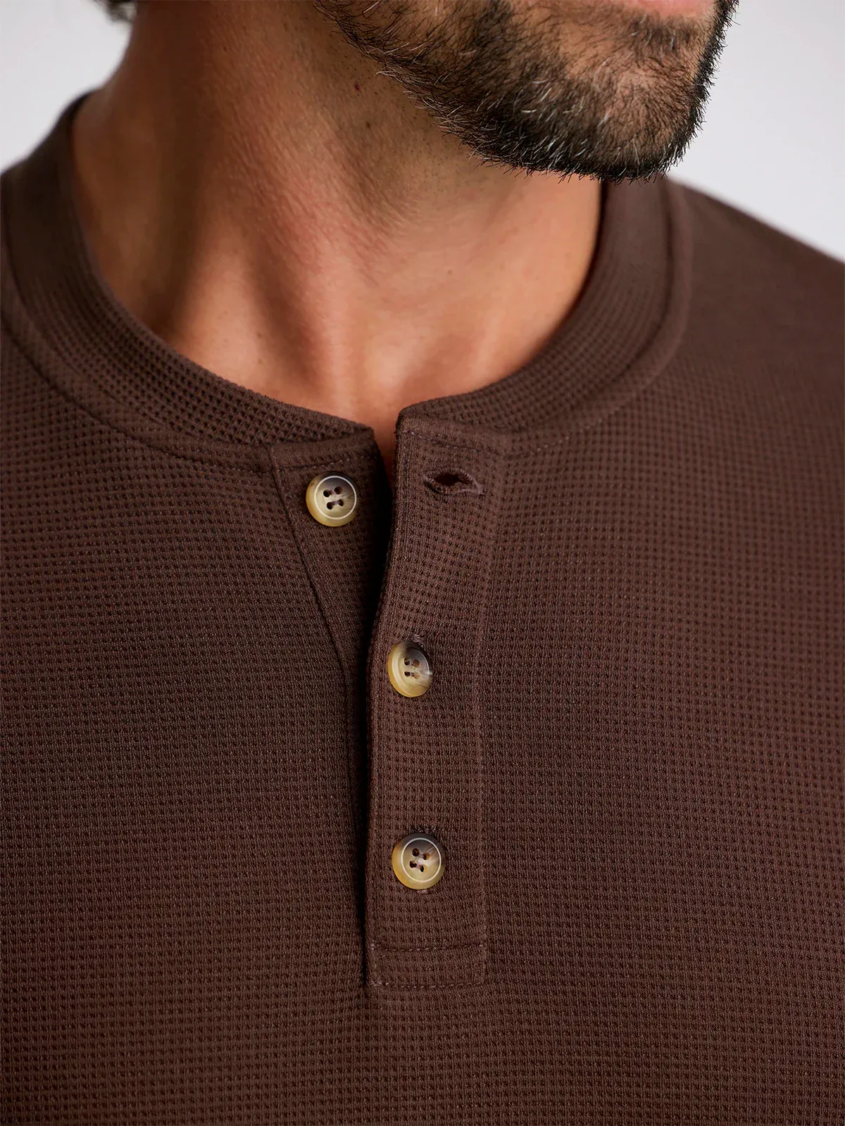 Free Fly Men's Waffle Long Sleeve Henley in Chestnut