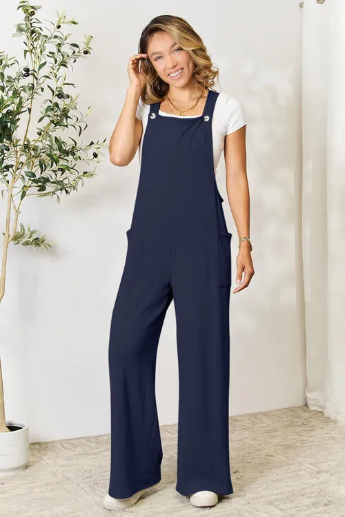 Full Size Wide Strap Overall with Pockets