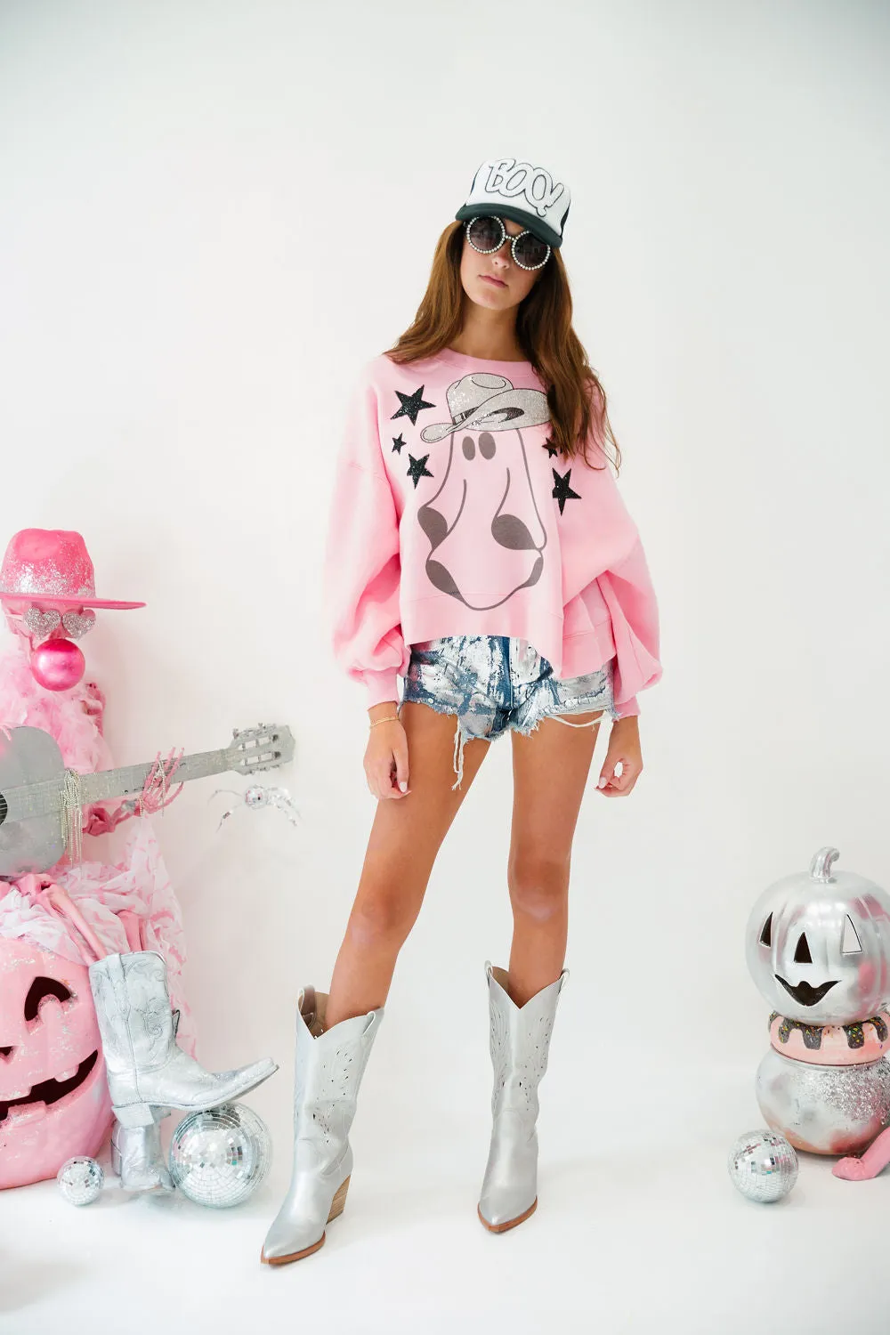 GHOST COWBOY PINK PULLOVER