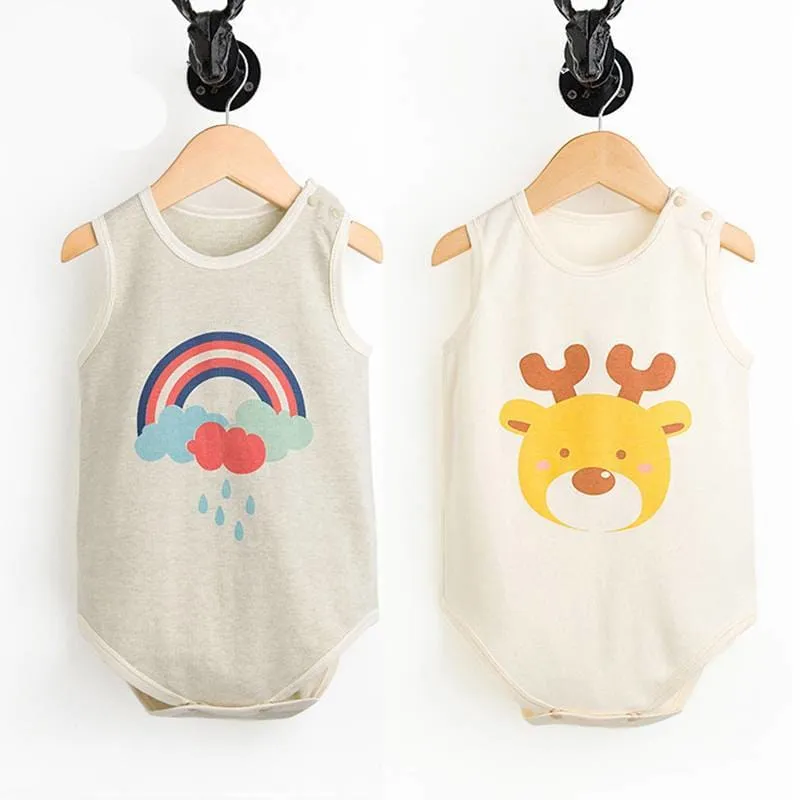 Giraffe and Rainbow Printed Romper 2 pcs Set