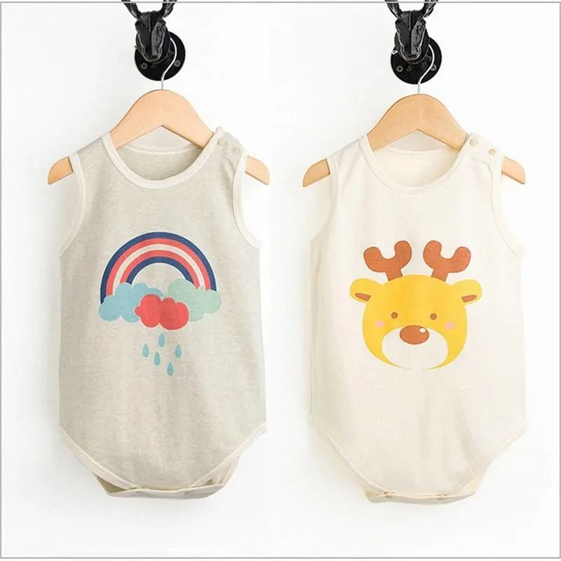 Giraffe and Rainbow Printed Romper 2 pcs Set