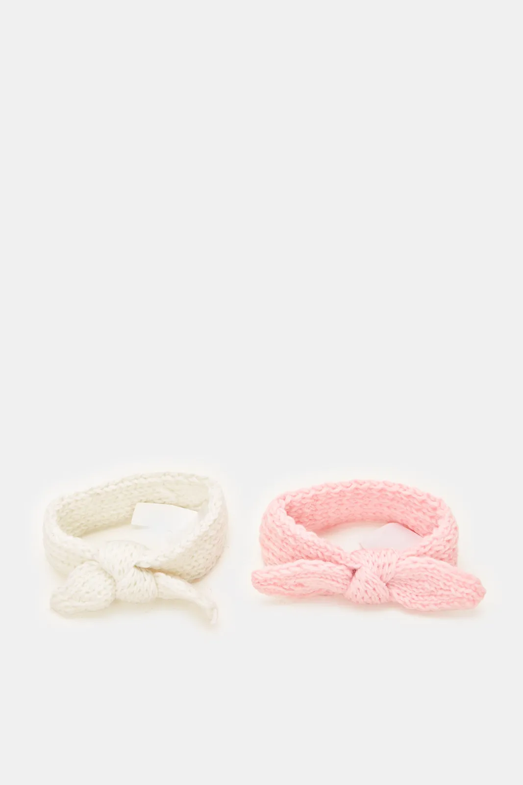 Girls Pink And White Embellished Head Warmer Set (Pack of 2)