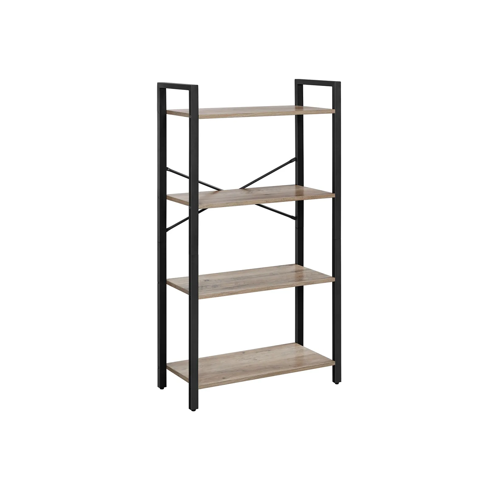 Greige and Black 4-Tier Bookshelf