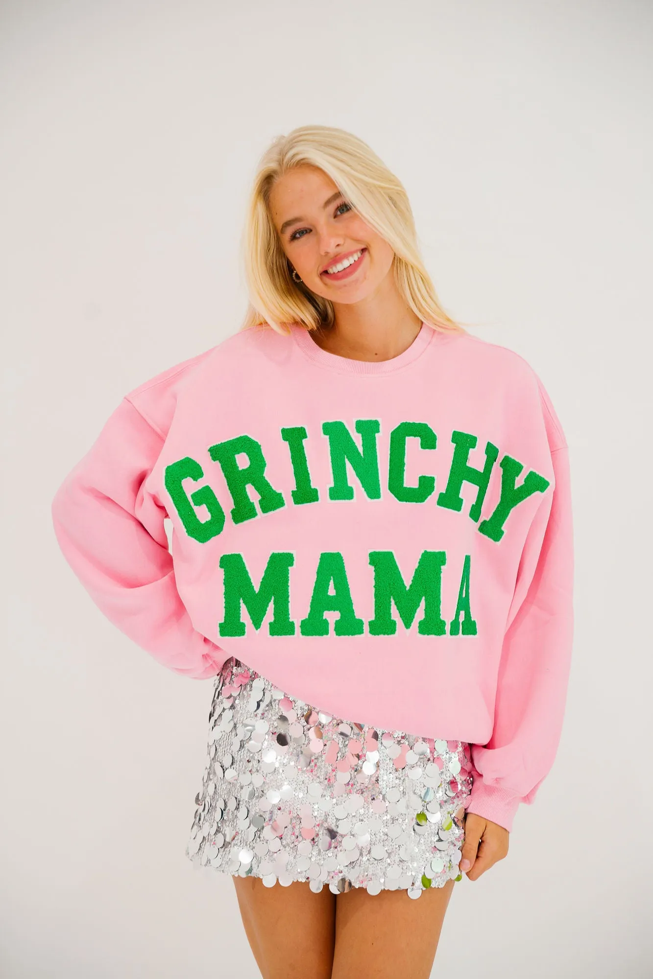 GRINCHY MAMA PINK PULLOVER