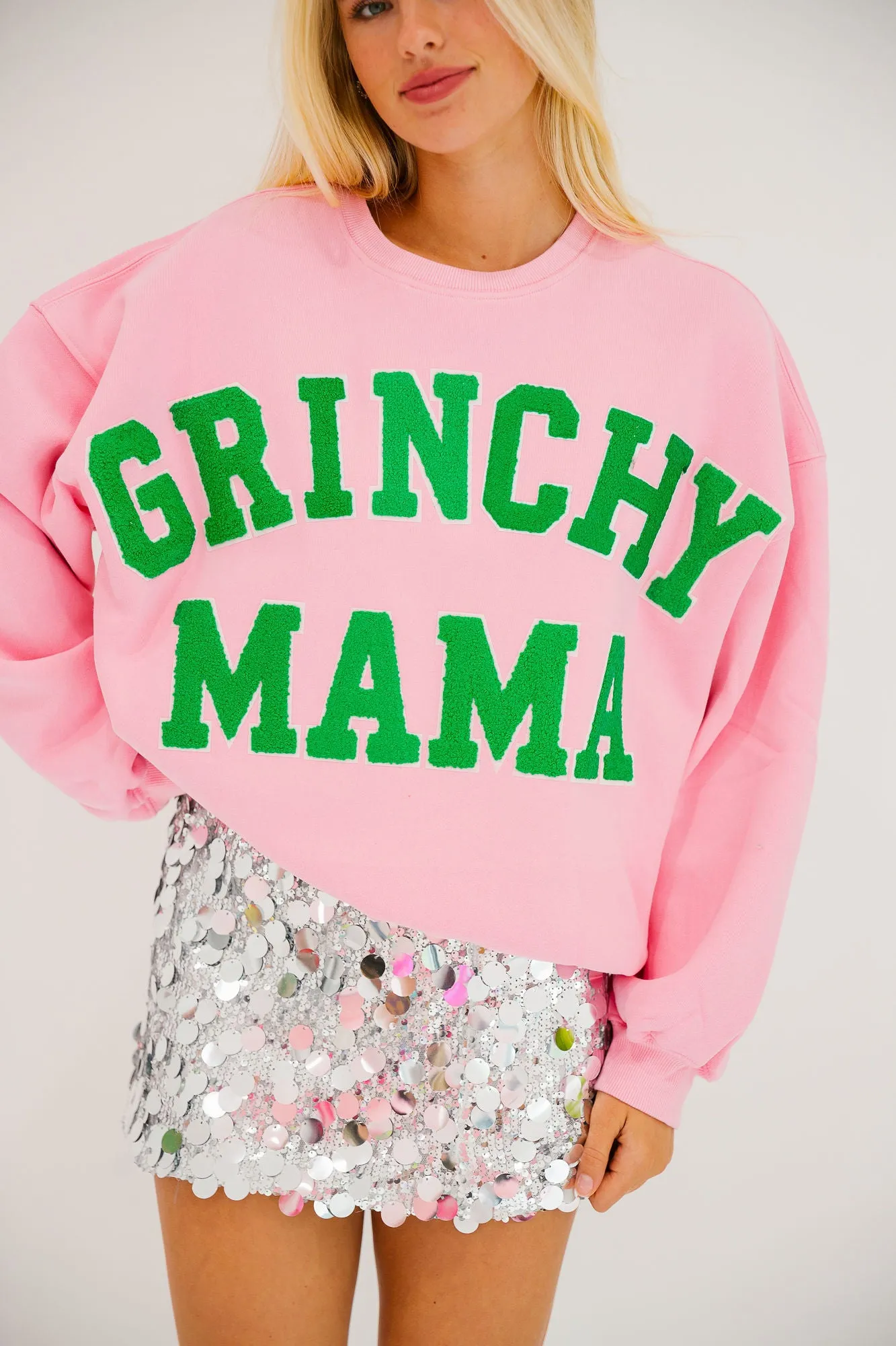 GRINCHY MAMA PINK PULLOVER