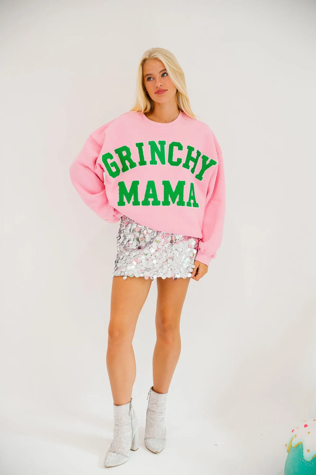 GRINCHY MAMA PINK PULLOVER