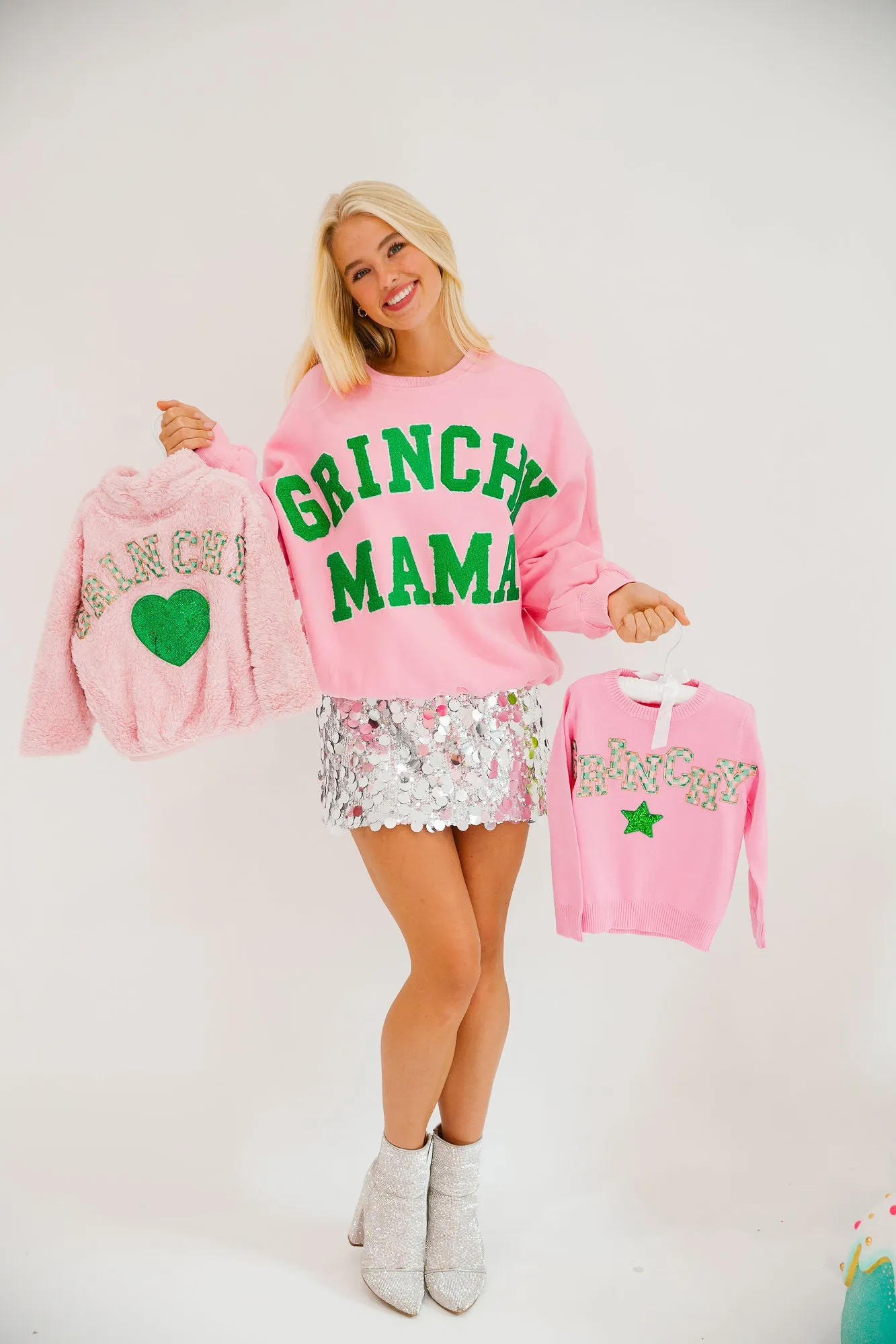 GRINCHY MAMA PINK PULLOVER