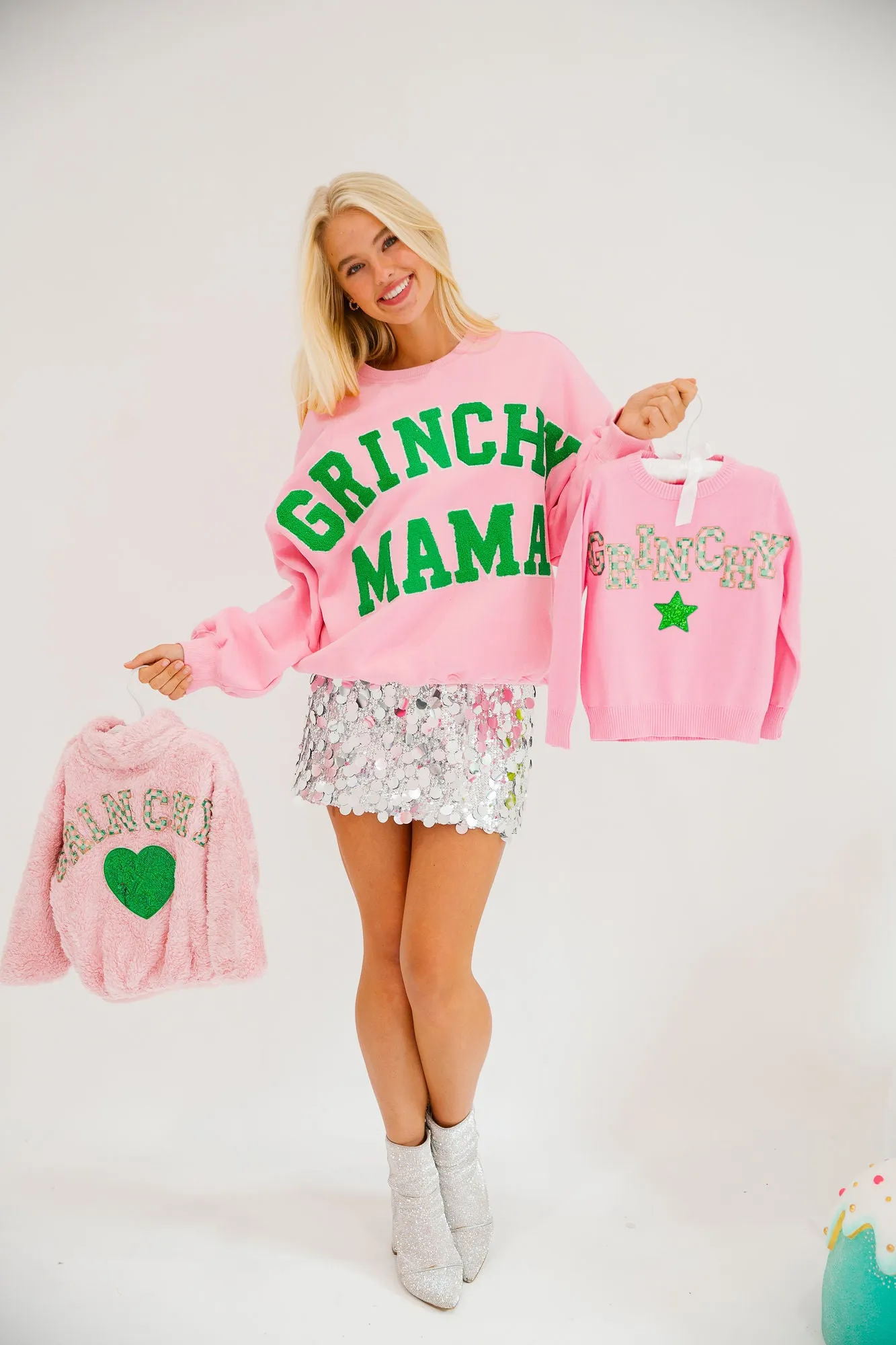 GRINCHY MAMA PINK PULLOVER