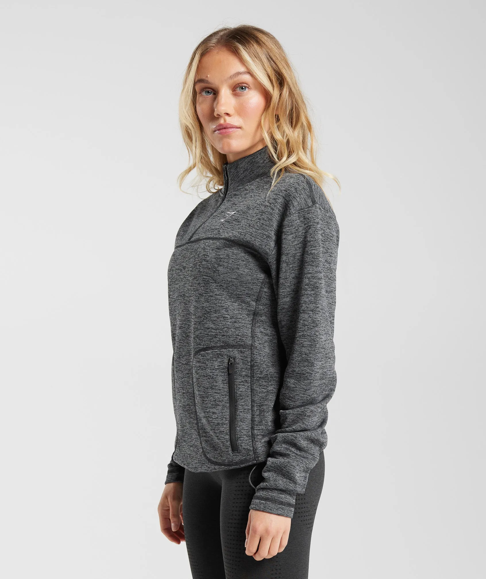 Gymshark Thermal Fleece 1/4 Zip Pullover - Black/Pitch Grey