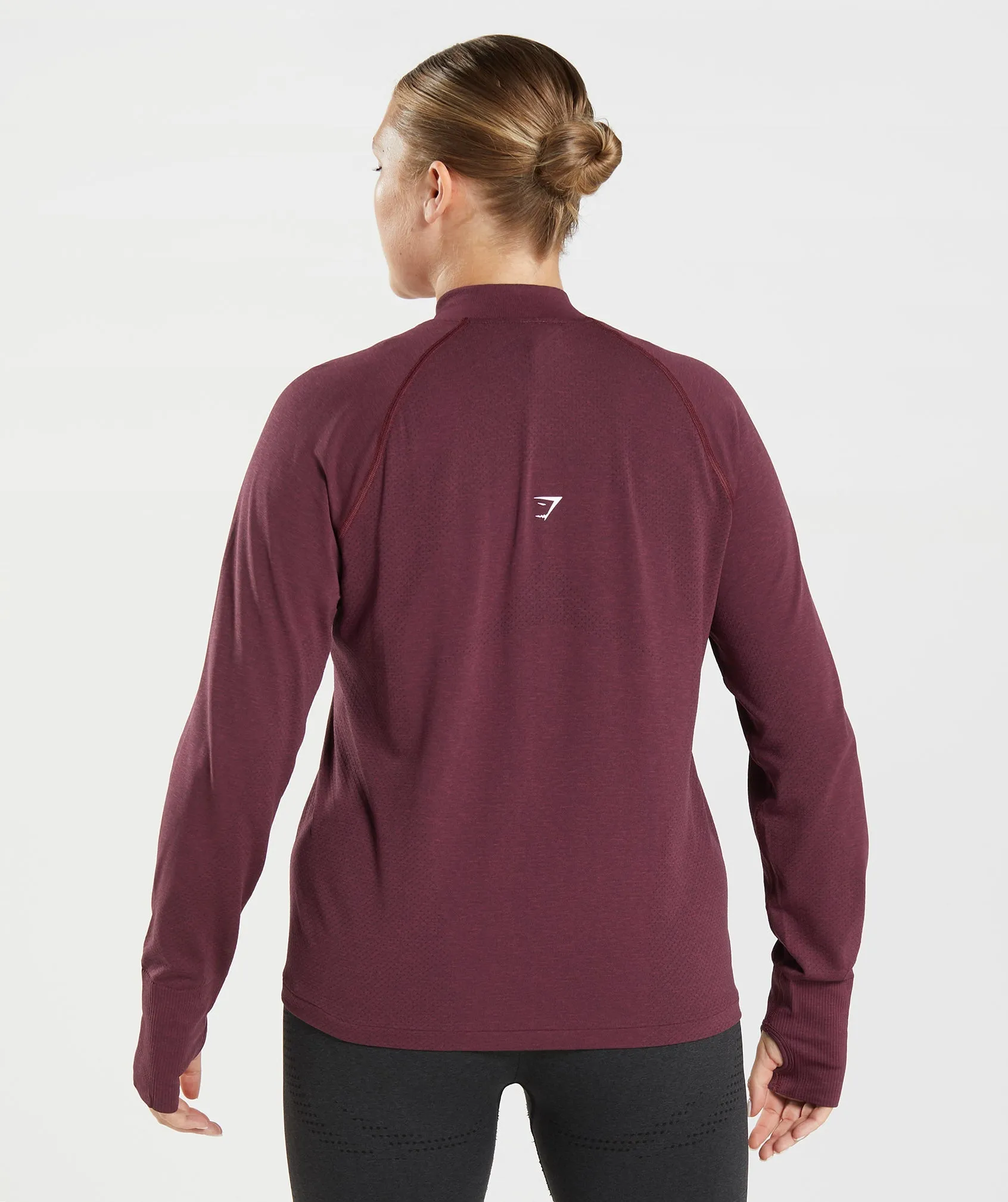 Gymshark Vital Seamless 2.0 1/2 Zip Pullover - Baked Maroon Marl