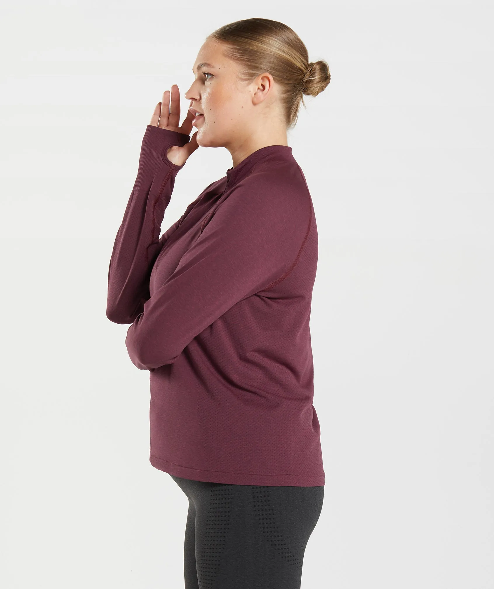 Gymshark Vital Seamless 2.0 1/2 Zip Pullover - Baked Maroon Marl