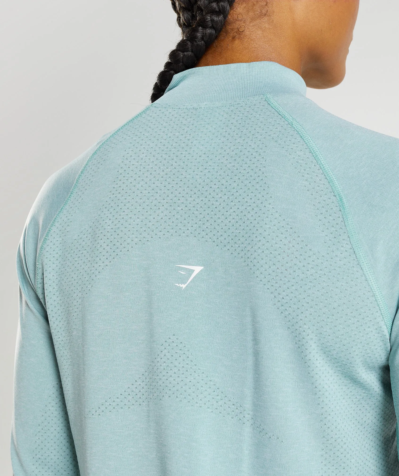 Gymshark Vital Seamless 2.0 1/2 Zip Pullover - Pearl Blue Marl