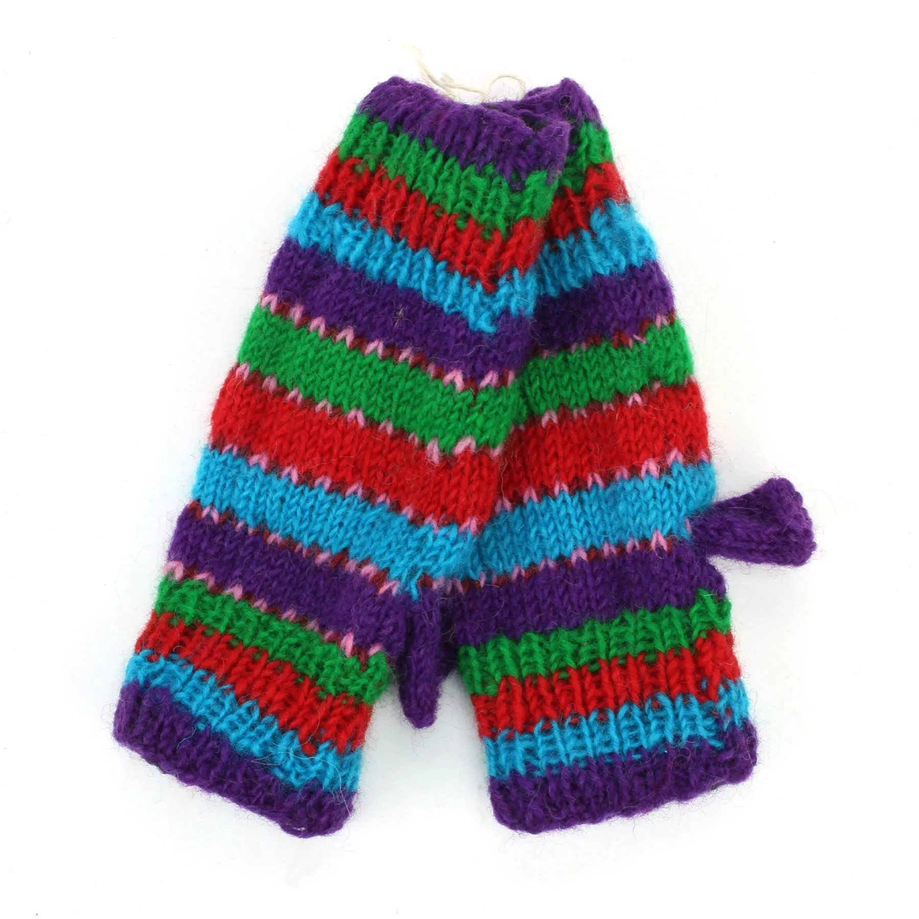 Hand Knitted Wool Arm Warmer - Stripe - Tik Tik Multi Red Green