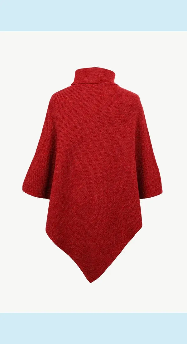 Handkerchief Hem Turtleneck Poncho Sweater