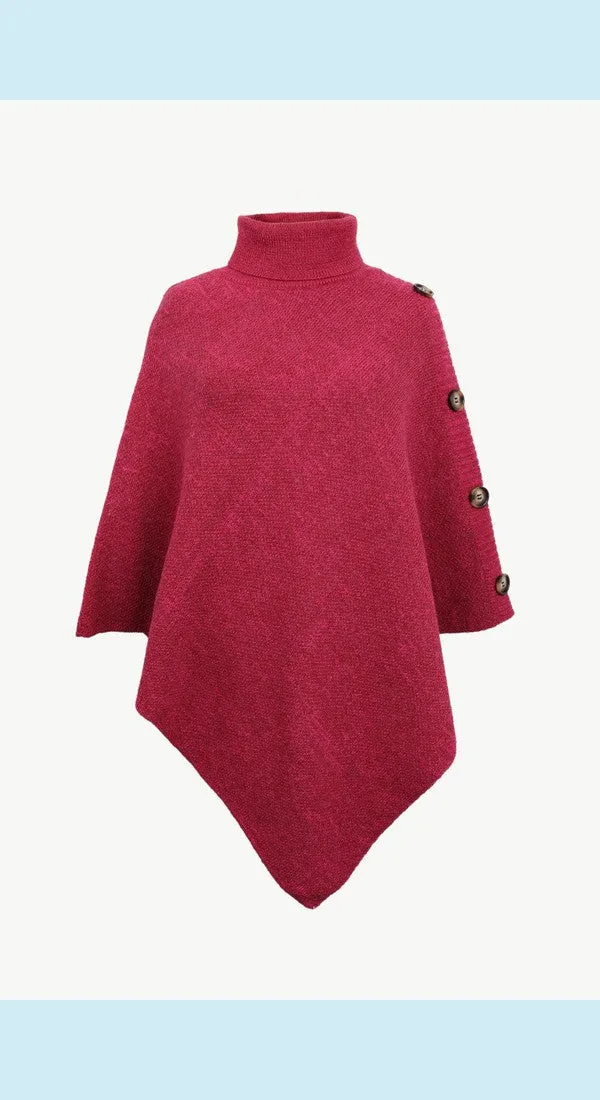 Handkerchief Hem Turtleneck Poncho Sweater