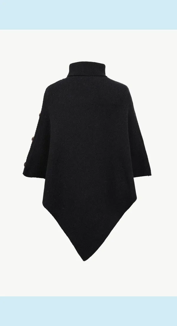 Handkerchief Hem Turtleneck Poncho Sweater