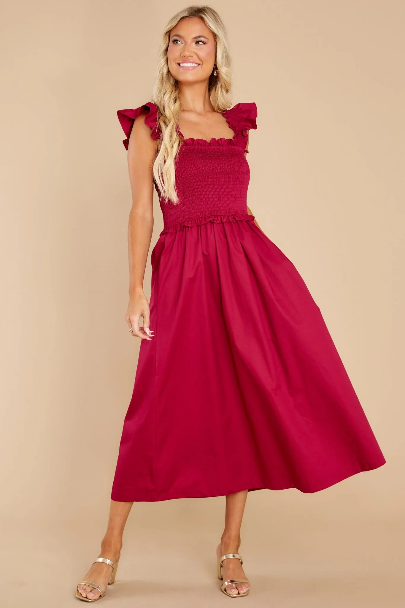 Happy Trails Burgundy Midi Dress