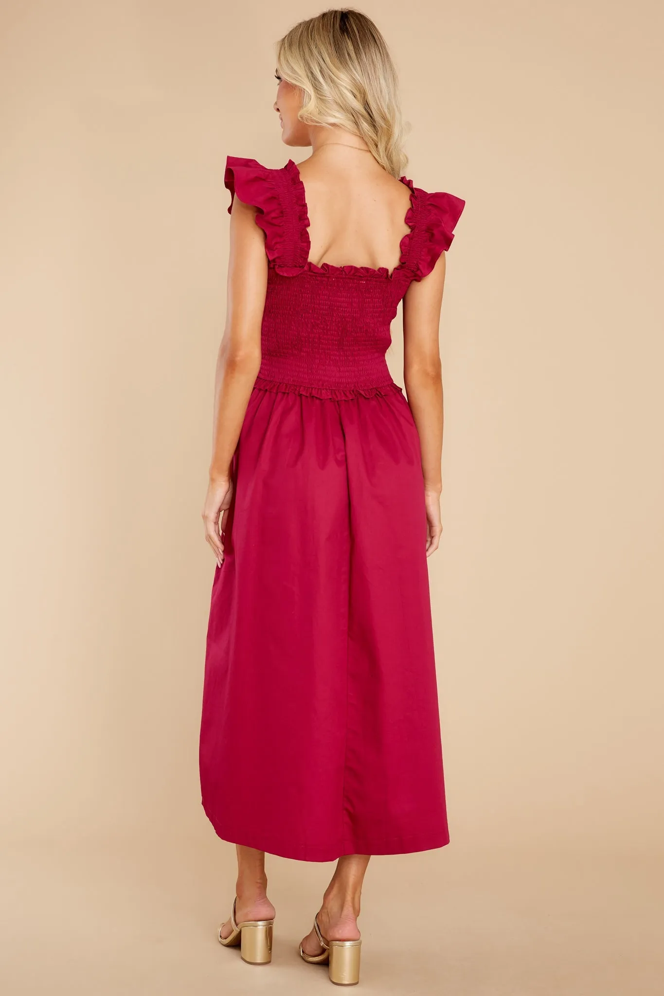 Happy Trails Burgundy Midi Dress