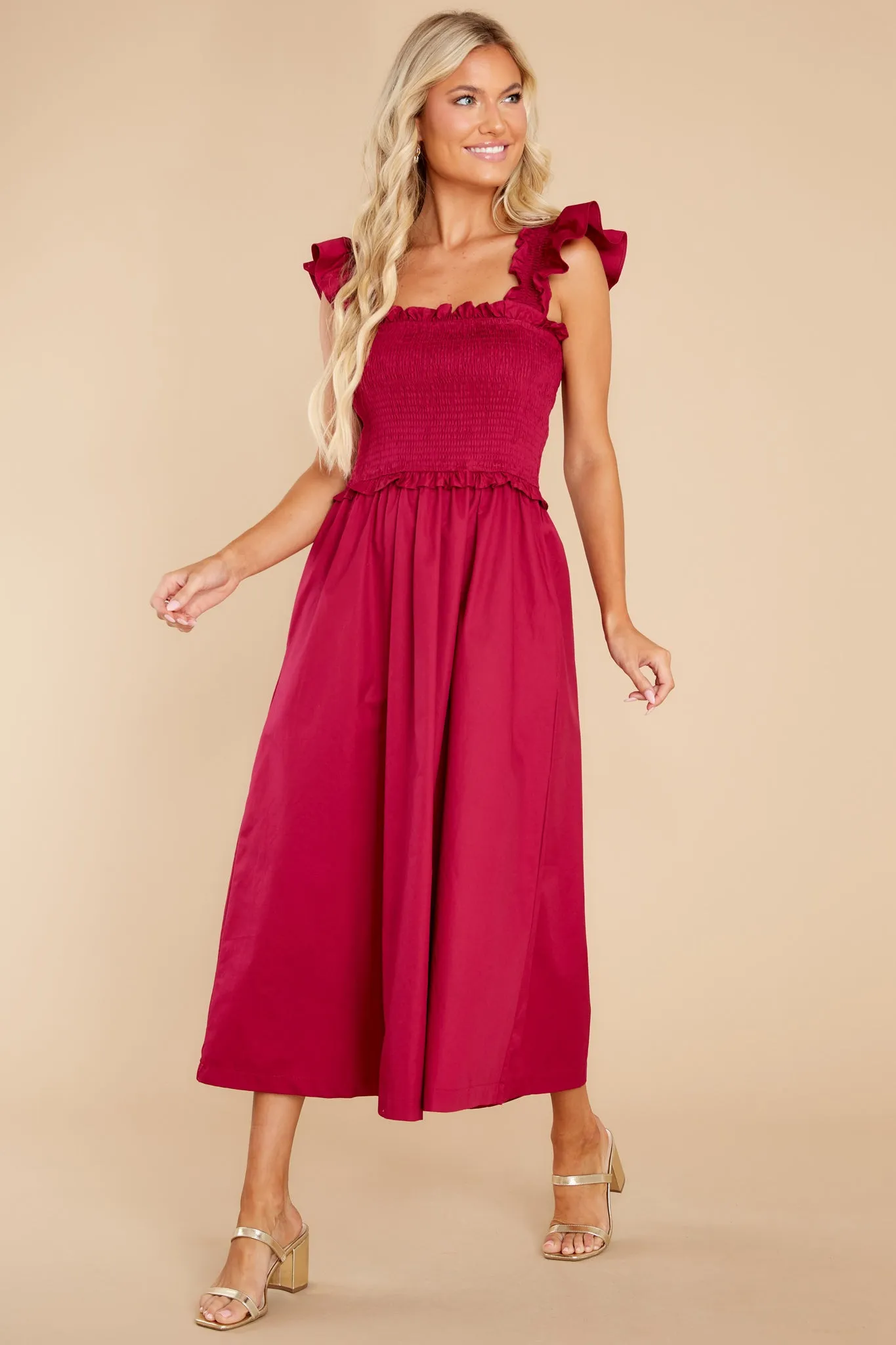 Happy Trails Burgundy Midi Dress