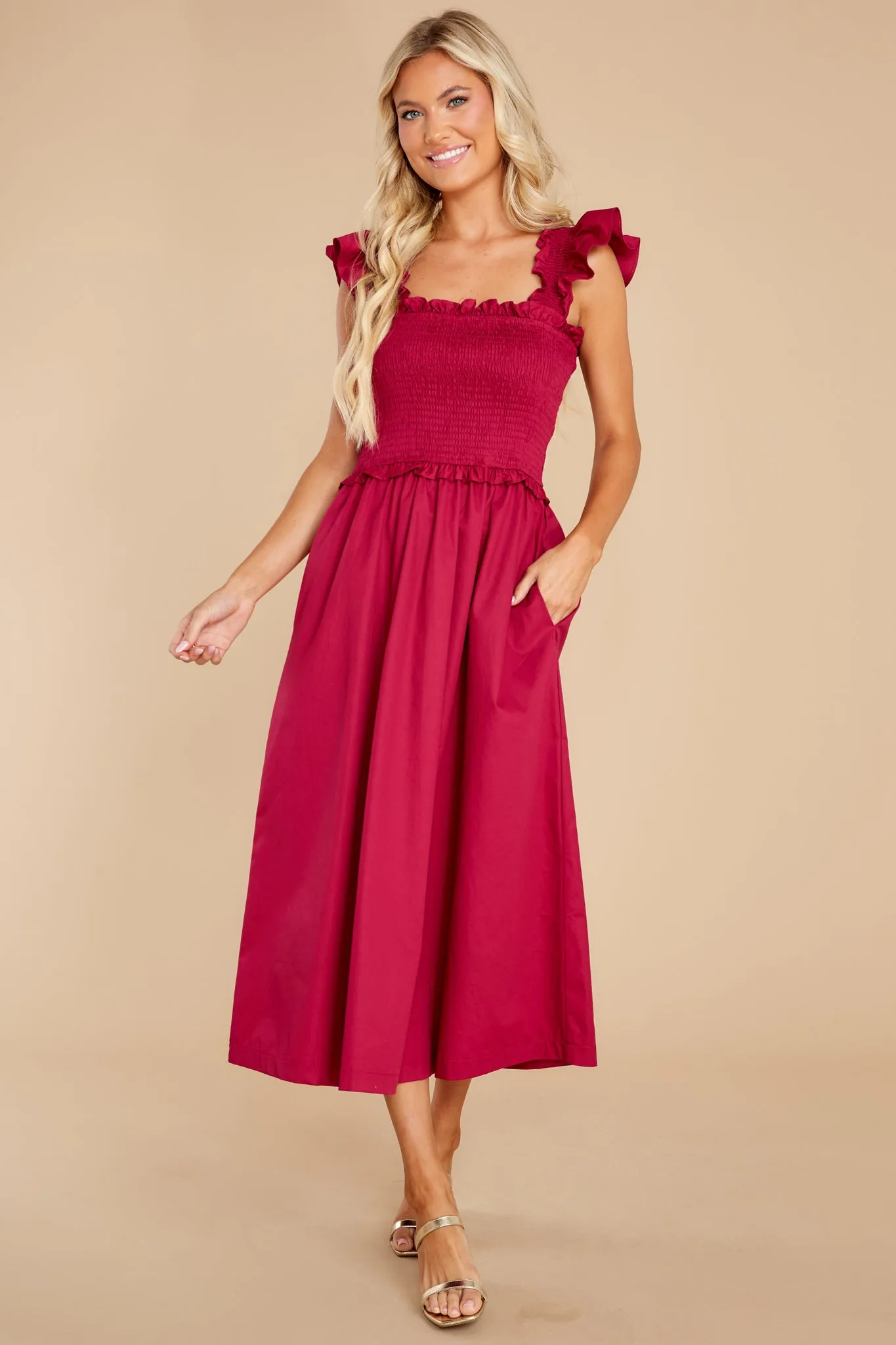 Happy Trails Burgundy Midi Dress